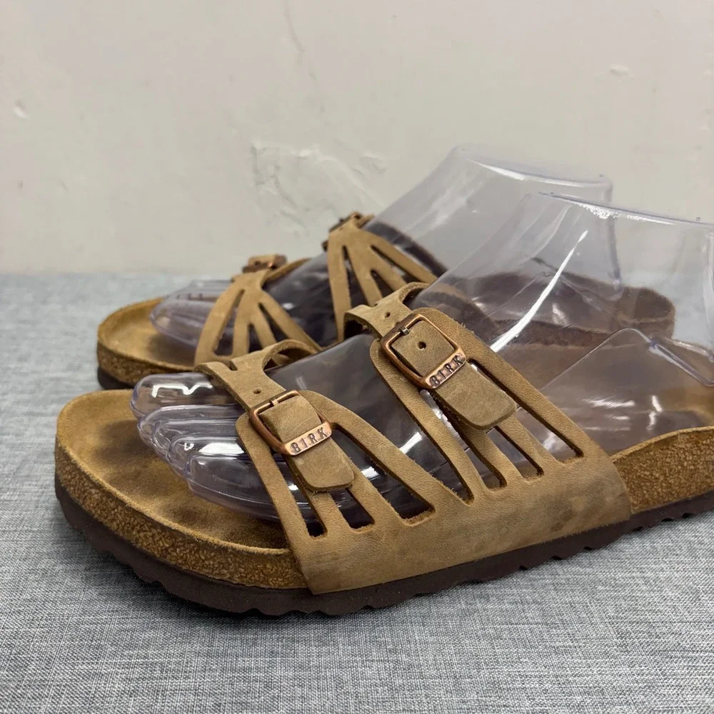Birkenstock Granby Sandals Women Size 9 Brown Tobacco Nubuck Leather Multi-Strap